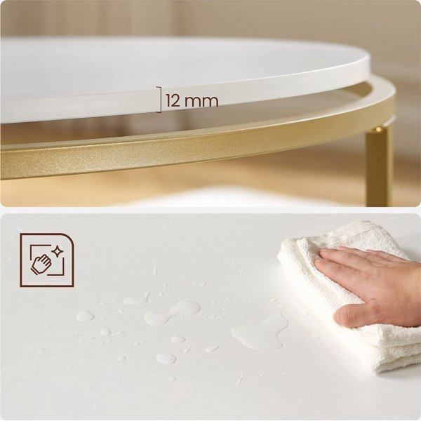 Katarina Couchtisch 84 cm - Wei/Gold