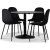 Seat Essgruppe, Esstisch mit 4 Carisma Samtsthlen - schwarz/schwarz + 4.00 x Serviettenringe