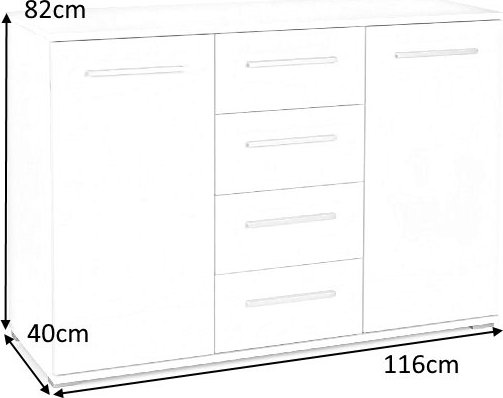 Kommode Abdel - wei/Eiche