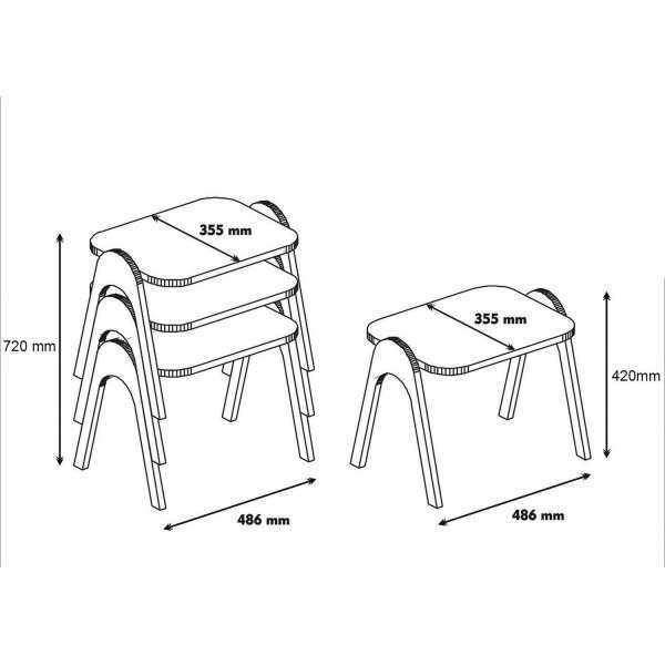 Couchtisch Paris 48,6 x 35,5 cm - Nussbaum/Creme