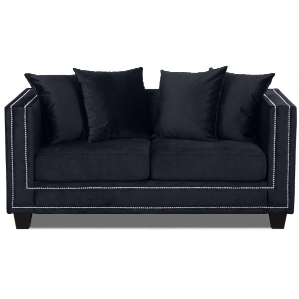 Tempel 2-Sitzer-Sofa mit Nieten aus schwarzem Samt