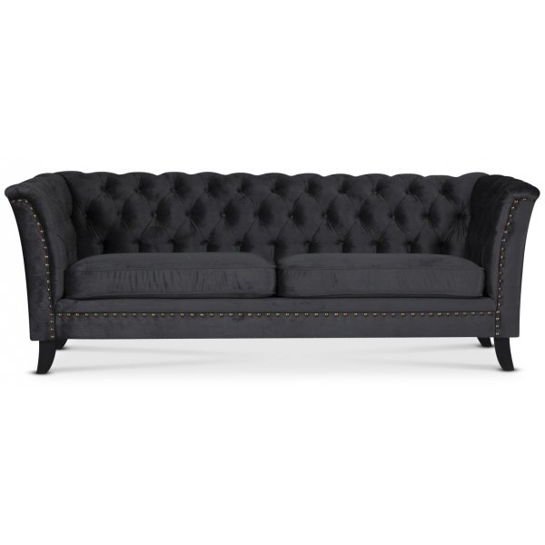 Chesterfield Liverpool 3-Sitzer Sofa - Anthrazitgrauer Samt