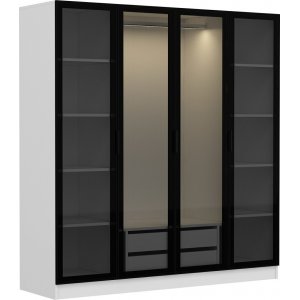 Cavolo Kleiderschrank 180 cm - Wei/Schwarz