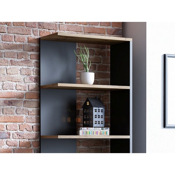 Eckbcherregal - Wotan Eiche/schwarz