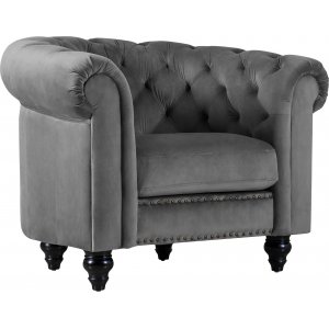 Royal Chesterfield Sessel grauer Samt + Fleckentferner fr Mbel