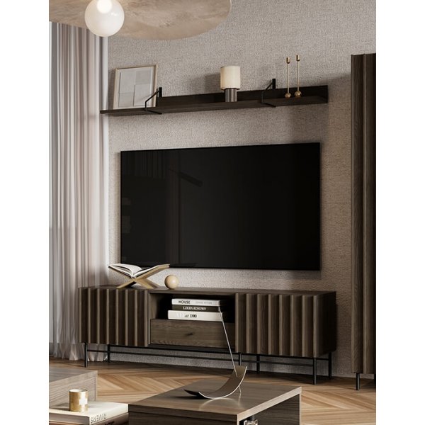 Piedmont Wandregal - Portland-Esche/Schwarz