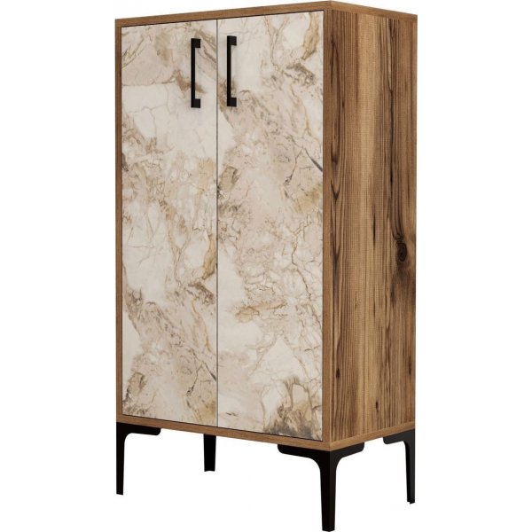 Prager Schuhschrank - Nussbaum/weißer Marmor Prager Schuhschrank - Nussbaum/weißer Marmor