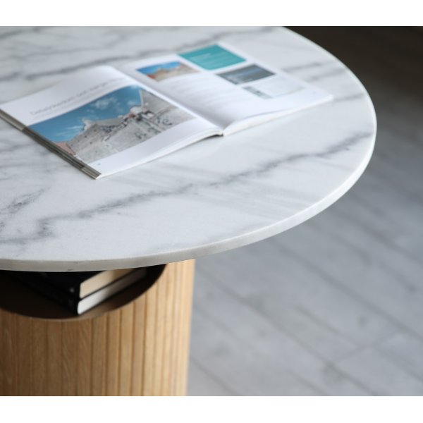 Arto runder Couchtisch, Hhe 60 cm - Wei getncht / Weier Marmor