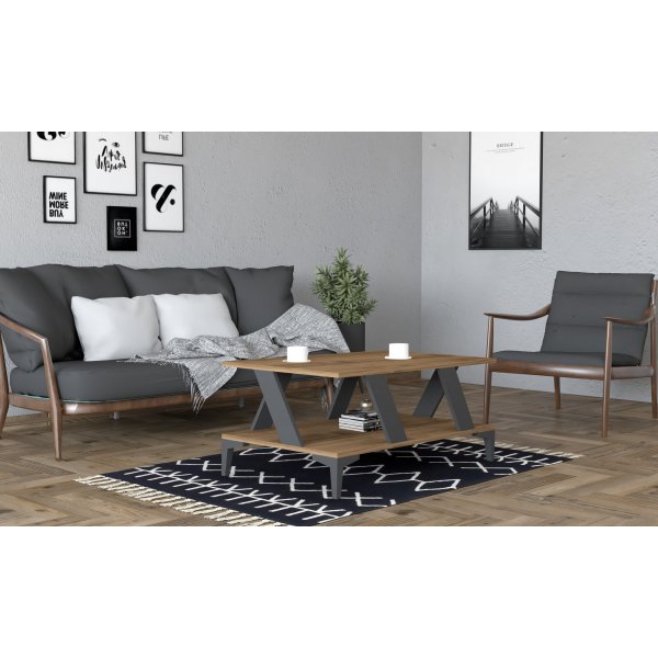 Tabla Couchtisch 100 x 40 cm - Anthrazit/Walnuss