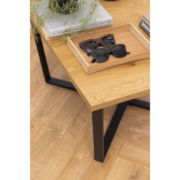 Amble Couchtisch 75 x 75 cm - Eiche/schwarz