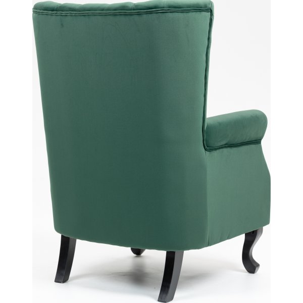 Ohrenklappensessel aus grünem Samt + Möbelreinigung Ohrenklappensessel aus grünem Samt + Möbelreinigung