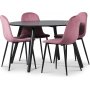 Rosvik Esstischset, Esstisch mit 4 Carisma Samtsthlen - Pink/Schwarz