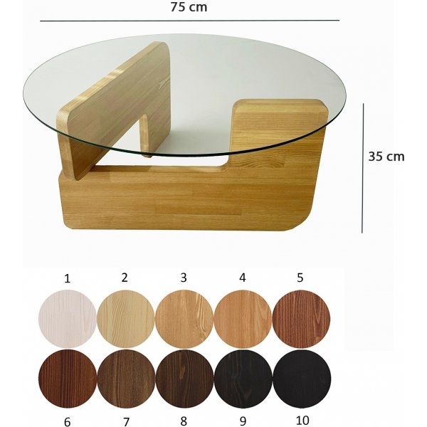 Mia Couchtisch Ø75 cm - Eiche/Klarglas Mia Couchtisch Ø75 cm - Eiche/Klarglas