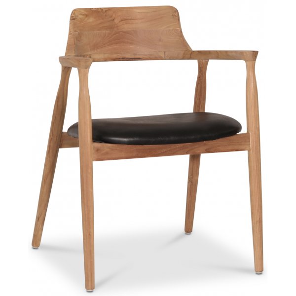 Caraca-Sessel aus Teakholz - Schwarzes PU