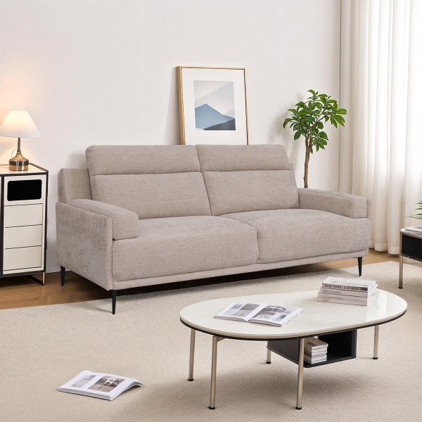 Sofa 3-Sitzer mit hoher Rckenlehne beige - Amsterdam