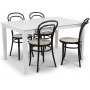 Mellby Essgruppe 140 cm Tisch mit 4 schwarzen Thonet No14 Sthlen - Wei / Schwarz