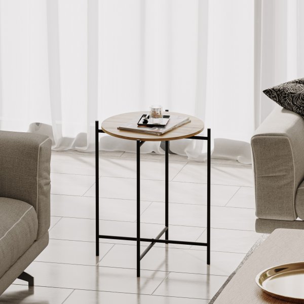 Vela 4 Beistelltische - Schwarz/Beige Vela 4 Beistelltische - Schwarz/Beige