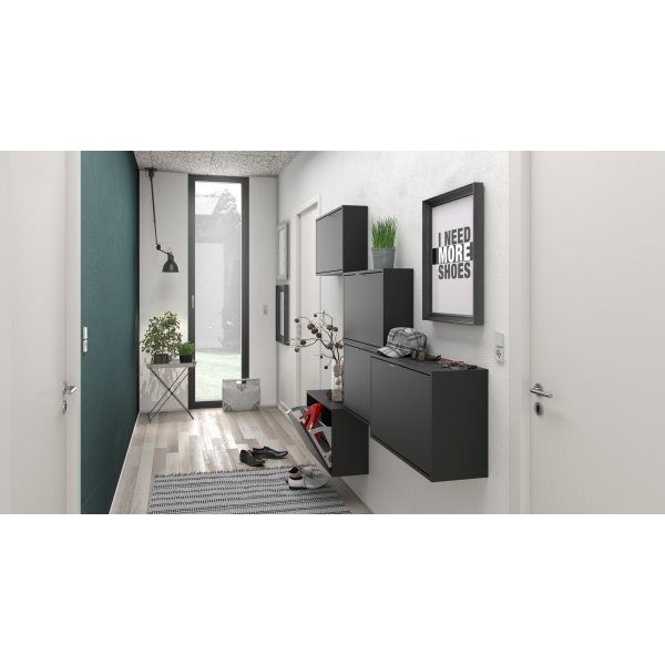 Schuhschrank mit 3 Fchern - Schwarz