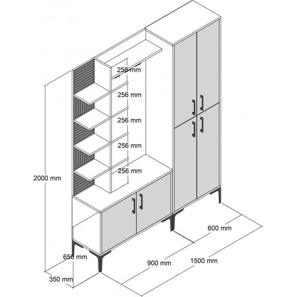 Viyana Flurmöbel 150 cm - Nussbaum/weiß Viyana Flurmöbel 150 cm - Nussbaum/weiß