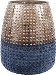 Kerzenlaterne Wanda - Silber / Blau