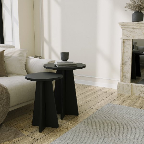 Pilz-Couchtisch-Set 40/30 cm - Schwarz