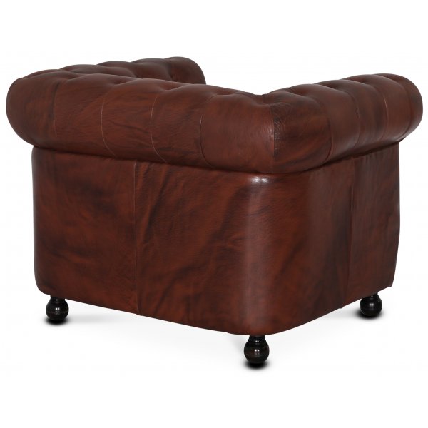 Chesterfield-Sessel aus braunem Leder - Old England + Textilreinigung fr Mbel