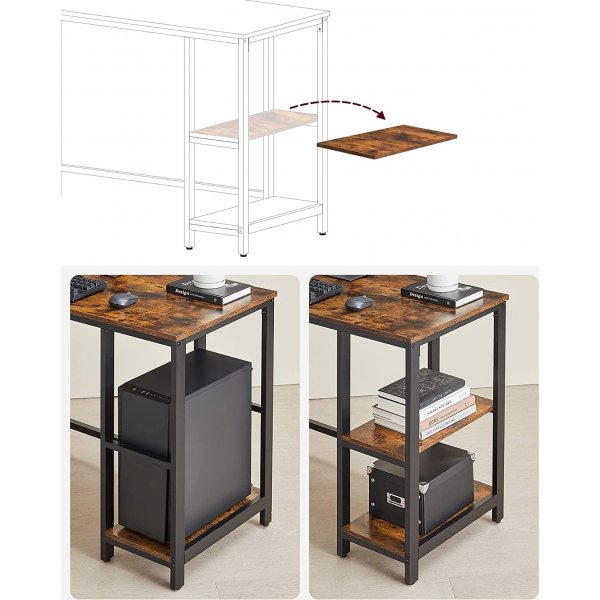 Rami Eckschreibtisch 138/138 x 49 cm - Braun/Schwarz