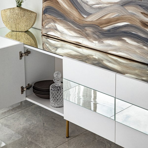 Leon Medienbank - Weiß/Gold Leon Medienbank - Weiß/Gold