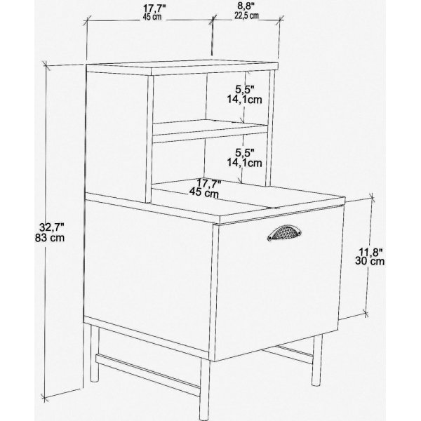 Cressi Nachttisch - Nussbaum/wei
