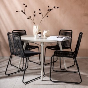 Lina Outdoor-Essgruppe mit 4 Lindos-Sthlen - Beige/Schwarz