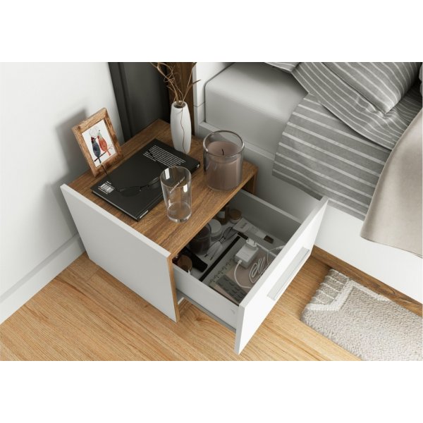 Dentro Nachttisch links - Wei/Stirling Oak