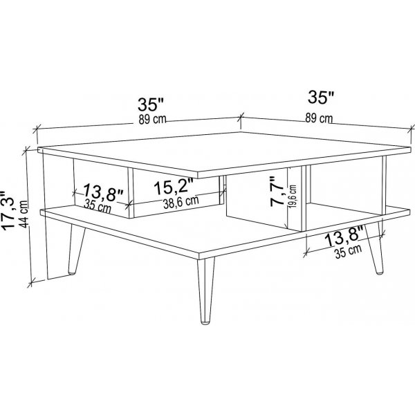 Akya Couchtisch 89 x 89 cm - Eiche/wei