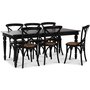 Paris Essgruppe 180 cm Tisch schwarz + 6 schwarze Gaston Esszimmersthle