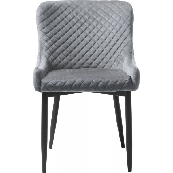 Bernt Stuhl aus grauem Samt mit Rautenmuster