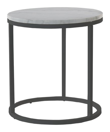 Runder Accent Lampentisch D50 cm - Weier Marmor / schwarzer Sockel