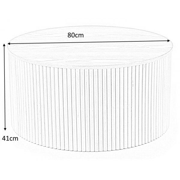 Runder Couchtisch Celie mit Holzlatten 80 cm