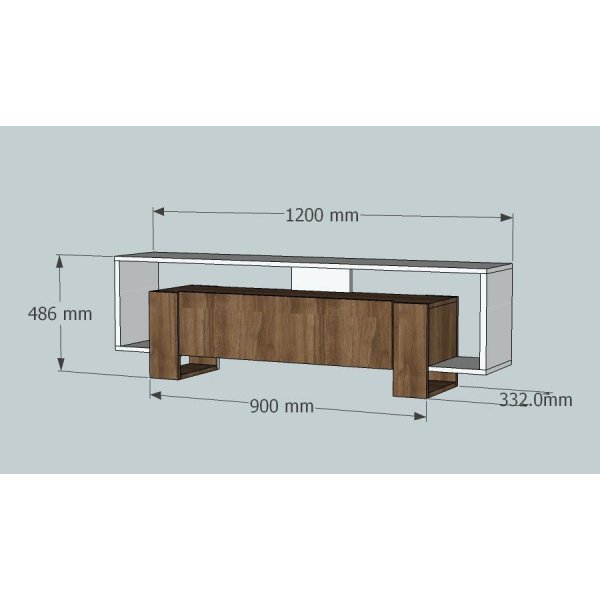 Medienbank Mery - Wei�/Walnuss