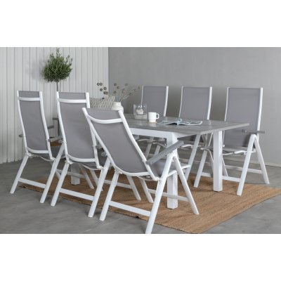 Albany Outdoor-Essgruppe mit 6 Albany-Sthlen - Grau/Wei