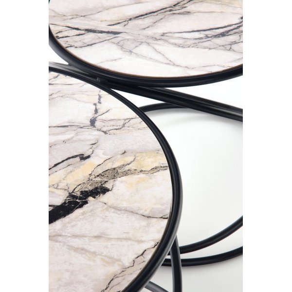 Mille Couchtisch Ø40/50 cm - Weißer Marmor/Schwarz Mille Couchtisch Ø40/50 cm - Weißer Marmor/Schwarz