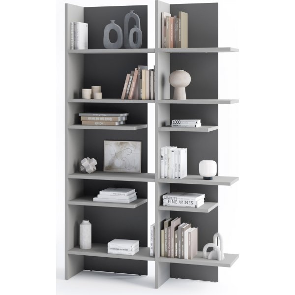 Tiefes Regal mit LED-Beleuchtung links - Grau Tiefes Regal mit LED-Beleuchtung links - Grau