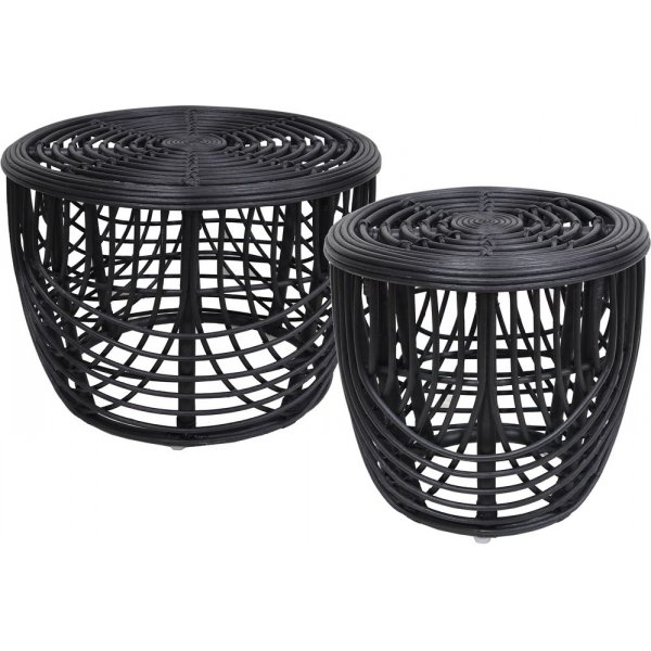 Heden Couchtisch-Set 60/40 cm - Rattan/schwarz