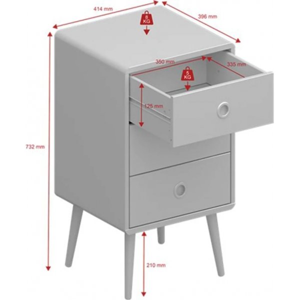 Softline Nachttisch 3 - Grau