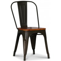 Esszimmerstuhl Industry Ingo aus Blech - Gunsmoke / Sitz aus lackiertem Holz Esszimmerstuhl Industry Ingo aus Blech - Gunsmoke / Sitz aus lackiertem Holz