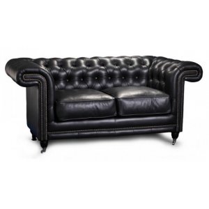 Chesterfield Manchester 2-Sitzer-Ledersofa - jede Farbe