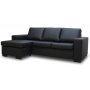 Solna Divan Sofa Links - Schwarzes Leder (gebunden)