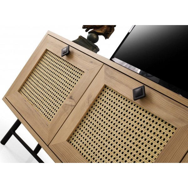 Alcazar Medienbank 140 cm - Eiche/schwarz