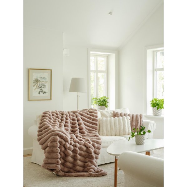 Liniertes Plaid 140 x 220 cm - Blassrosa Liniertes Plaid 140 x 220 cm - Blassrosa