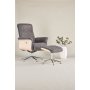 Relaxsessel mit Fuhocker - Graues Schaffellimitat/wei getnchte Eiche