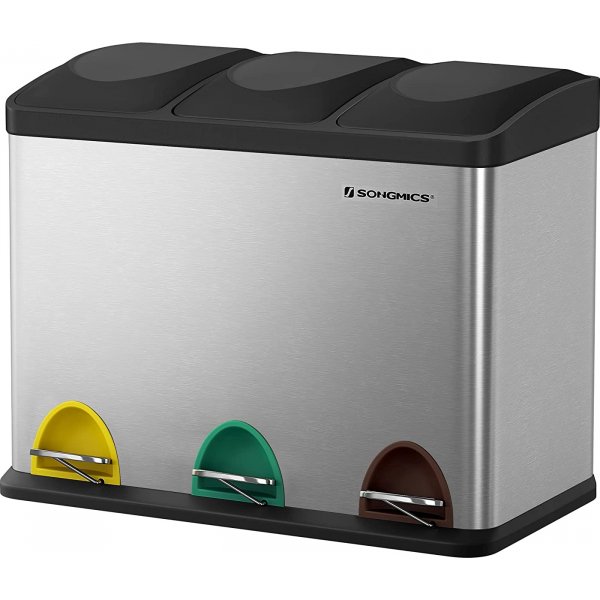 Maiken Abfalleimer 54 l - Silber/schwarz