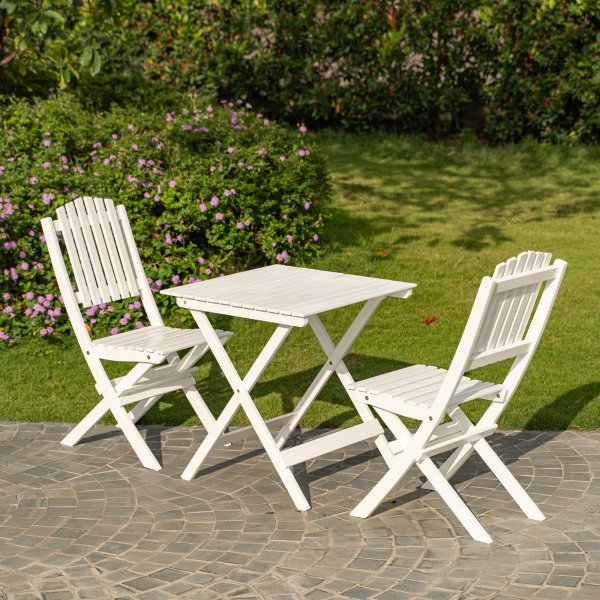 Havng weie Gartengruppe; 2 Sthle mit Tisch